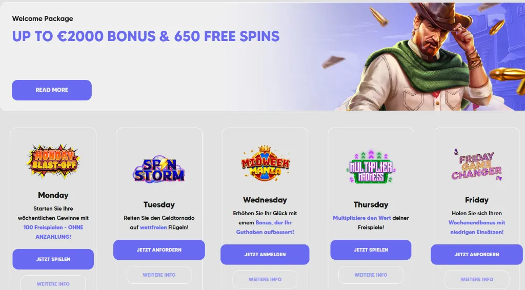 MrWest Casino Willkommenspaket mit Bonusangeboten und wöchentlichen Aktionen